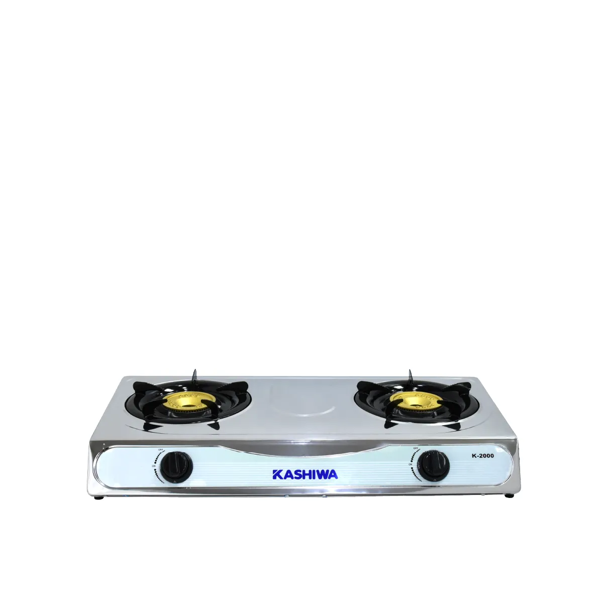 เตาแก๊ส หน้าสแตนเลส หัวคู่ หัวชุบทองเหลือง รุ่น K-2000