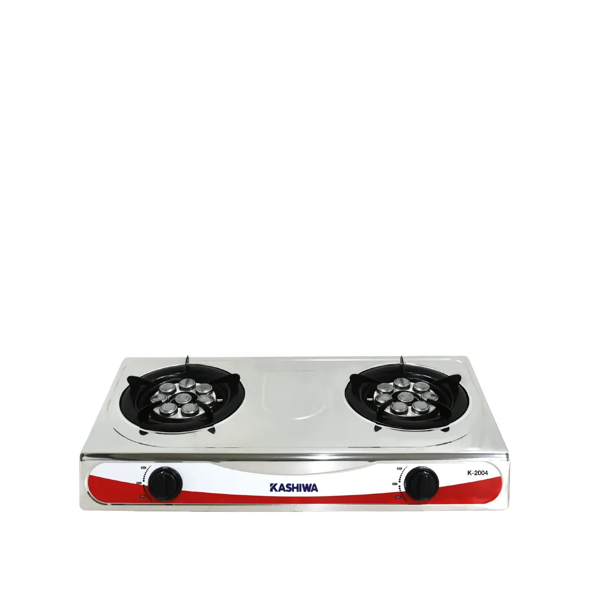 เตาแก๊ส หน้าสแตนเลส หัวคู่ รุ่น K-2004 หัวเทอร์โบ ตัวเตาสแตนเลส