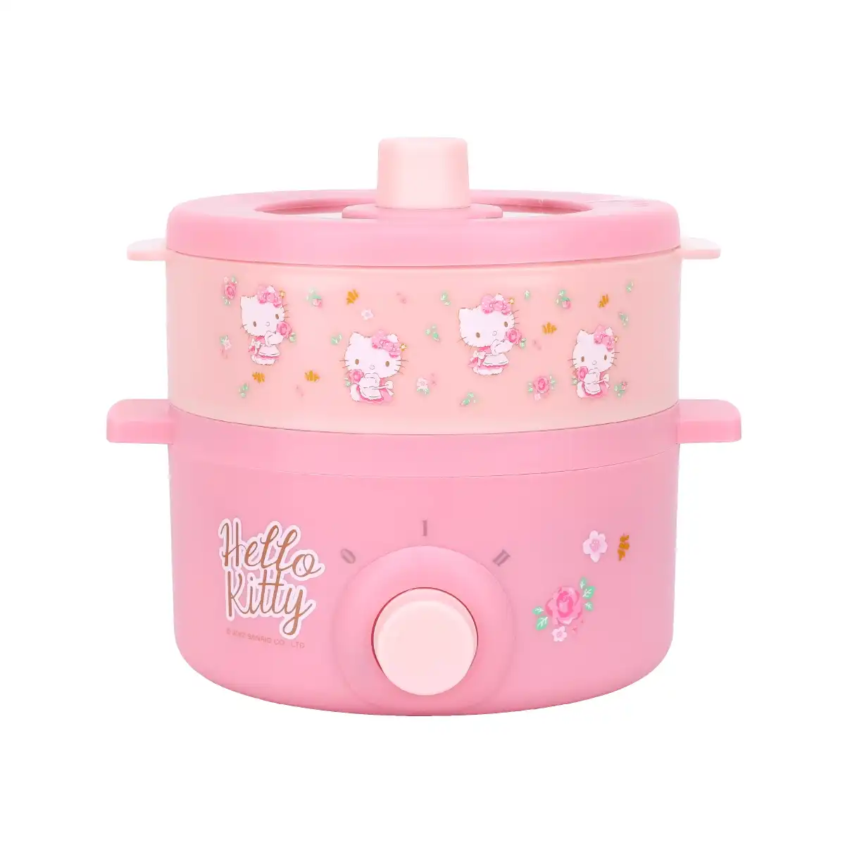 หม้อไฟฟ้า หม้อสุกี้ อเนกประสงค์ รุ่น KW-109 พร้อมซึ้งนึ่ง ลาย HELLO KITTY สีชมพู ปรับอุณหภูมิได้ 2 ระดับ