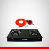 เตาแก๊ส หน้ากระจก หัวคู่ หัวอินฟราเรด รุ่น X-2300 + หัวปรับแรงดันต่ำพร้อมสายแก๊ส 1.8 เมตร