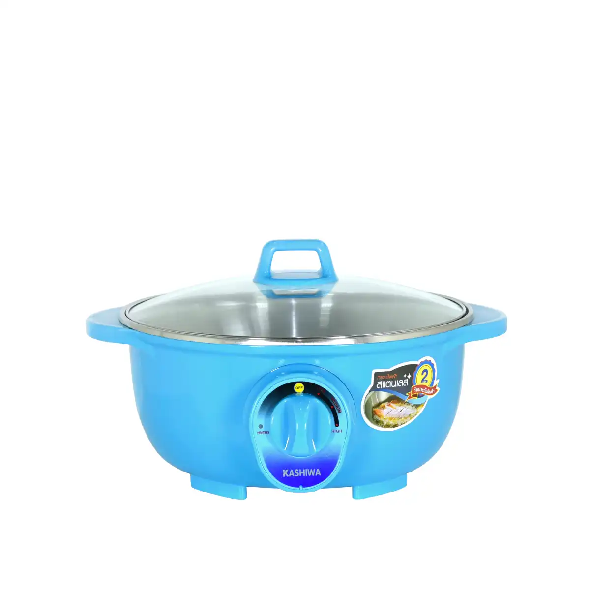 หม้อไฟฟ้า หม้อสุกี้ อเนกประสงค์ คาชิว่า รุ่น KW-374 กระทะสแตนเลส ฝากระจกนิรภัย
